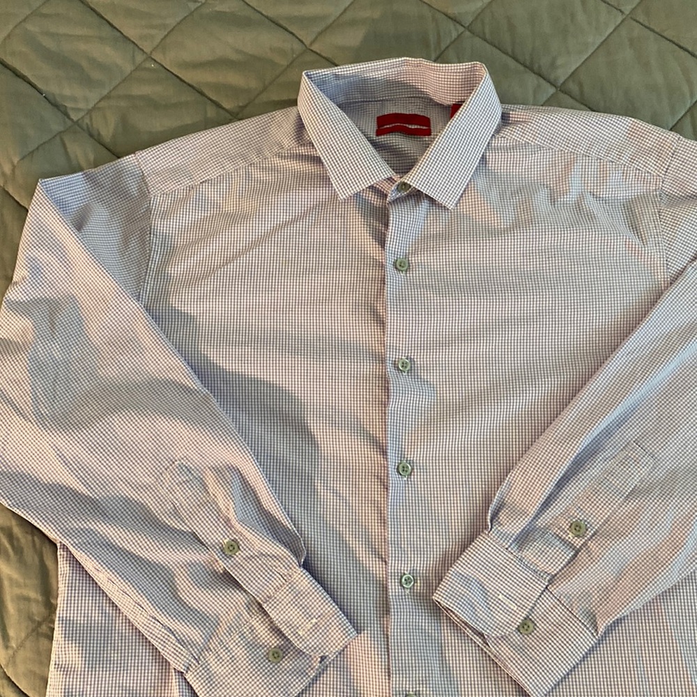 Alfani purple and white mens casual dress shirt